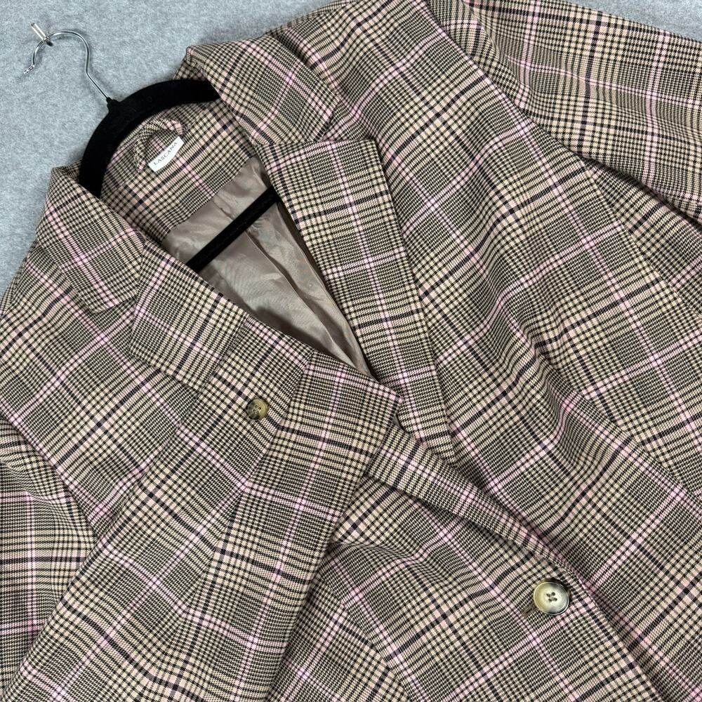 Lascana Plaid Blazer Womens Medium Pink Brown Plaid Suit Jacket Single Button